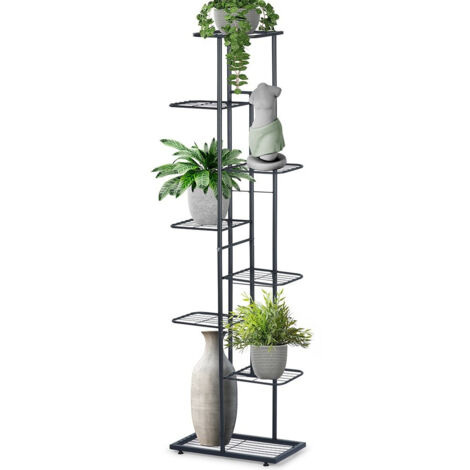 Soporte floral de metal negro, 8 niveles, 142 cm (1/5)