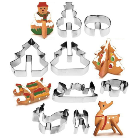 Cortadores de galletas de acero navideños 3D, 8 piezas. (1/5)
