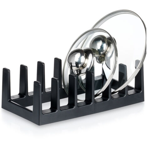 Soporte para tapas y platos, negro, 28x15x9 cm (1/5)