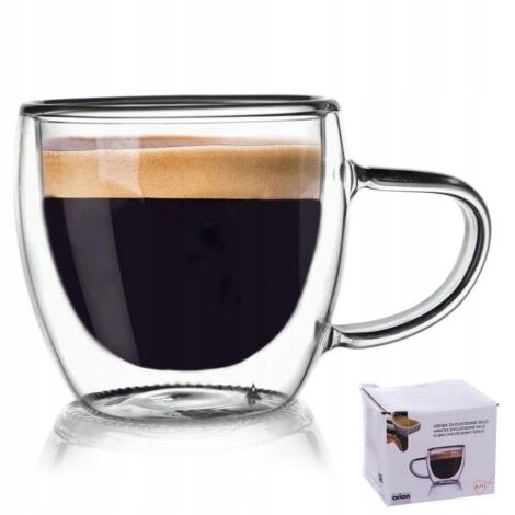 TAZA T脡RMICA DE VIDRIO CON DOBLE PARED PARA CAF脡, LATTE Y T脡 100 ML (1/4)