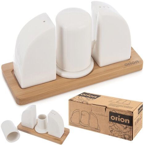 Salero y pimentero de porcelana con soporte WHITELINE 4 piezas. (1/5)