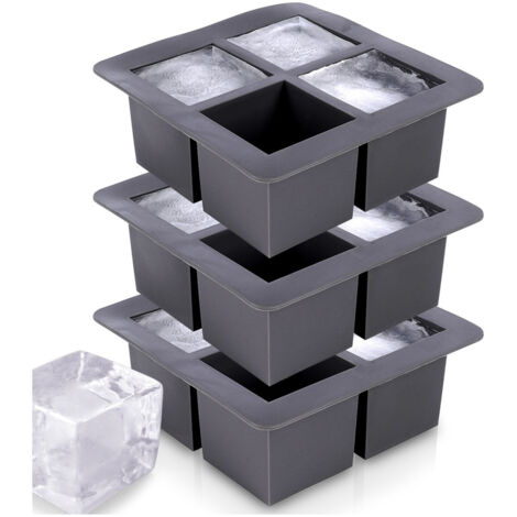 Molde de silicona para cubitos de hielo XXL 15,5 x 15,5 x 6 cm, 3 unidades.