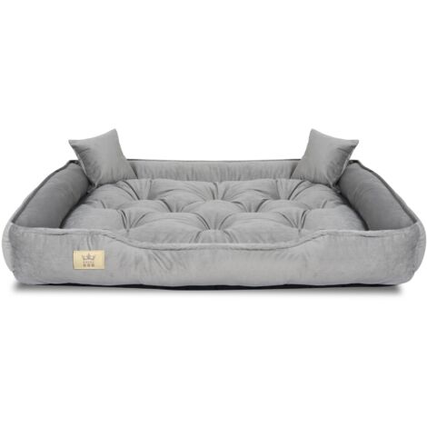 Cama para perros, parque infantil, 115x95 cm, terciopelo gris