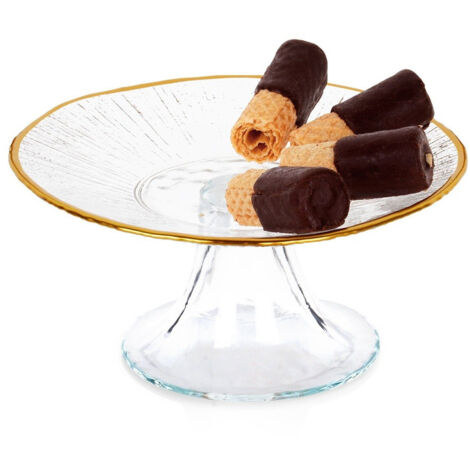 Soporte de cristal para tartas con base dorada, 15,5 cm (1/5)