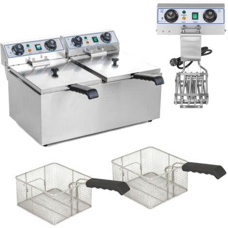 Freidora eléctrica de doble cámara TIMER 2x9L
