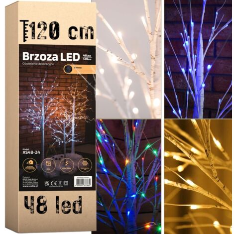 Adorno navideño de abedul con luces LED, 120 cm, 48 LED, luz cálida (1/5)