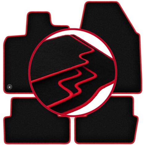 Alfombrillas de terciopelo con borde rojo para Nissan Qashqai I J10 crossover (2006-2013) (1/5)