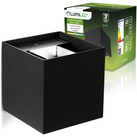 Aplique de pared para jardín LED Fachada 2x3W 4000K Ajustable Superior e Inferior Negro PICEA LUMILED