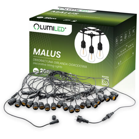 Guirnalda de luces para jardín MALUS Outdoor, 20 m, 20 bombillas E27 LUMILED (1/5)