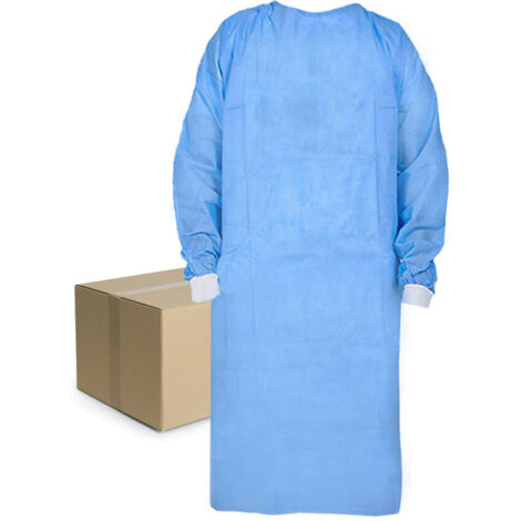 Bata médica M, no estéril, azul, con puños, atado con correas (tela no tejida SMS 35g) 50 uds (1/2)