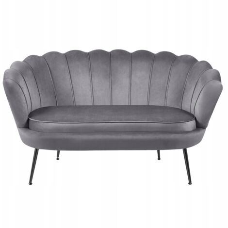 Sofá de salón de 2 plazas Art Déco Furnitex, terciopelo GRIS, tapizado (1/5)
