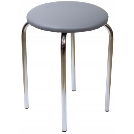 Taburete Silla en Ecopiel Patas Metal Gris Furnitex