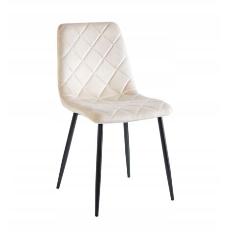 Silla tapizada en terciopelo beige para sala de estar, PATAS NEGRAS (1/5)