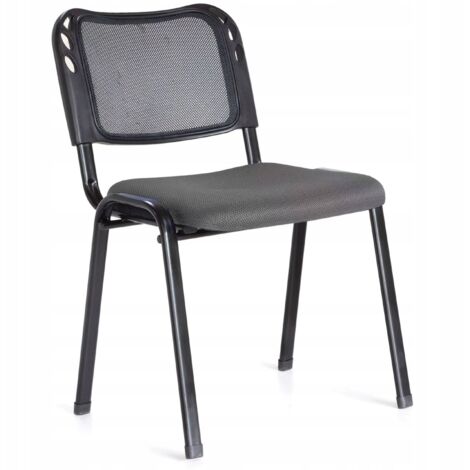 SILLA DE CONFERENCIA GRIS CON CERTIFICADO FURNITEX, PATAS DE METAL APILABLES (1/5)