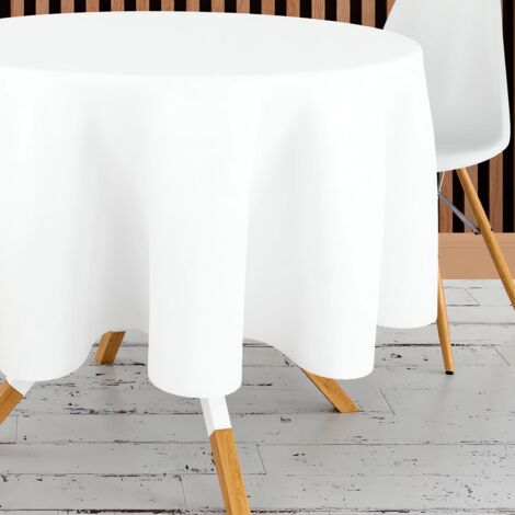 Mantel resistente a las manchas para las 4 estaciones, suave, duradero, dobladillo sin costuras, fácil de cuidar, perfecto para bodas, festividades y fiestas, círculo de 160 cm, blanco