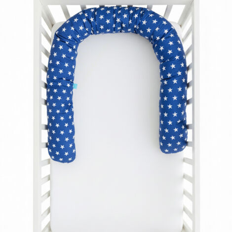 Protector de cuna con ruedas Minky Pillow de 200 cm - Estrellas azul marino (1/5)