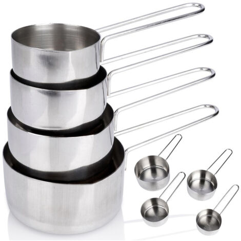4 tazas y cucharas medidoras de cocina de acero inoxidable (1/5)
