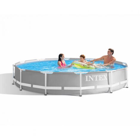 Intex – Piscina tubular gris 366x76 cm – Estructura de acero galvanizado – Liner de PVC triple capa – Capacidad 6503 litros (1/5)