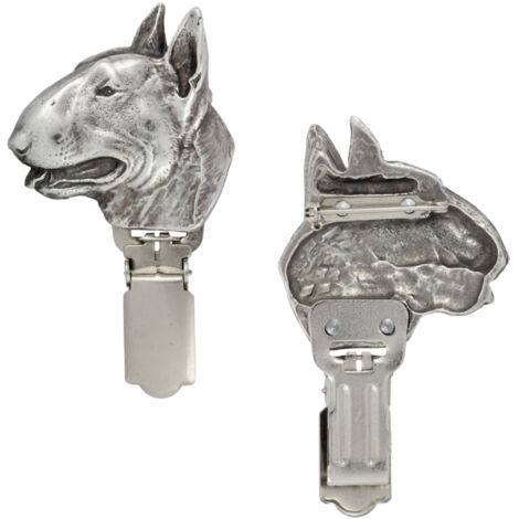 Bull Terrier - broche con clip, portanúmero de salida, insignia plateada para exposiciones caninas de Art-Dog (1/5)
