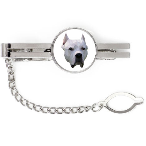 Perro Argentino, Dogo Argentino - Pinza de corbata geométrica con foto e inscripción Art-Dog (1/4)