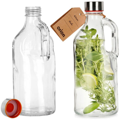 Botella de vidrio con soporte para vino, licor, jarabe, jugo, limonada 1,15L (1/5)