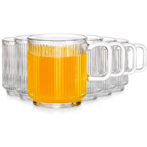 6 vasos acanalados para café, té y bebidas (juego de 350 ml) (1/5)