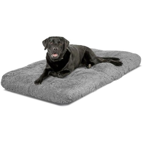 Cojín para cama de perro lado alto peludo 130x90 cm gris claro