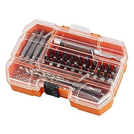 BLACK+DECKER A7234-XJ -Juego de 45 Piezas para Taladrar y Atornillar en Tough Case pequeño, Naranja (1/3)