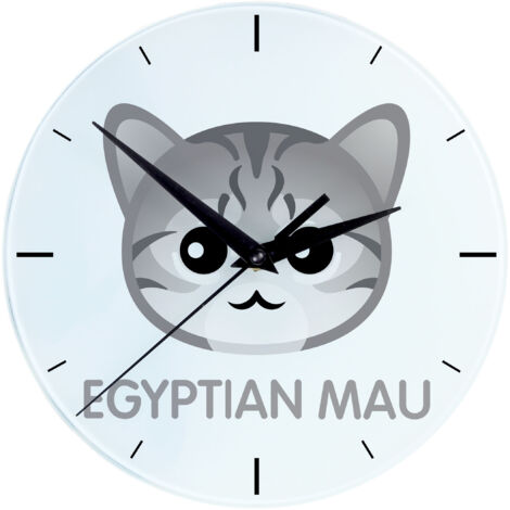 Gato Mau egipcio - Reloj de MDF con gráficos e inscripción de Art-Dog (1/4)