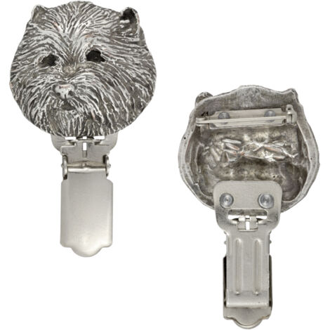 West Highland White Terrier, Westie: broche con clip, portanúmero de salida, insignia plateada para exposiciones caninas de Art-Dog (1/5)