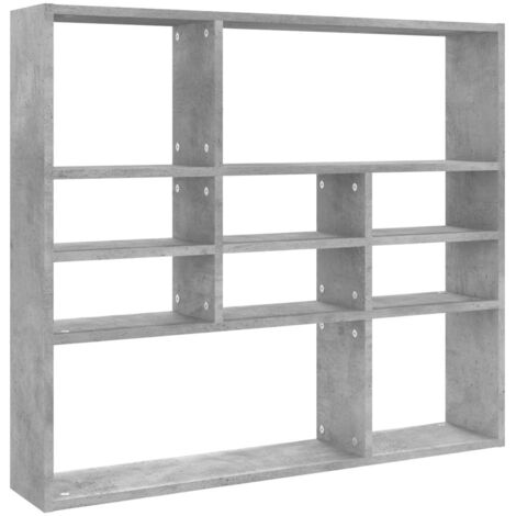 Estantería de pared contrachapada gris hormigón 90x16x78 cm vidaXL