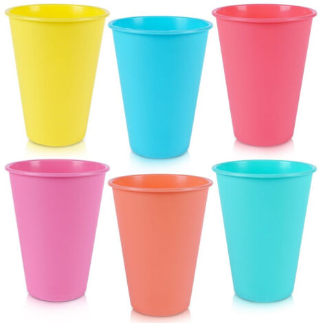 6 vasos de plástico reutilizables para picnic, de 400 ml