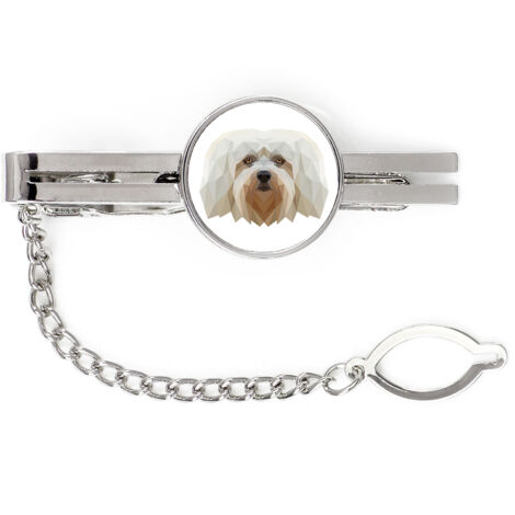 Pinza de corbata geométrica con foto y inscripción Art-Dog de Bichón Habanero (1/4)