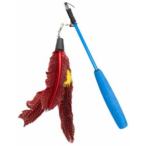 Yarro Juguete para gatos Caña de pescar con mango telescópico y plumas rojas 20/52/36-96cm - Caña de pescar con mango telescópico y plumas rojas 20/52/36-96cm