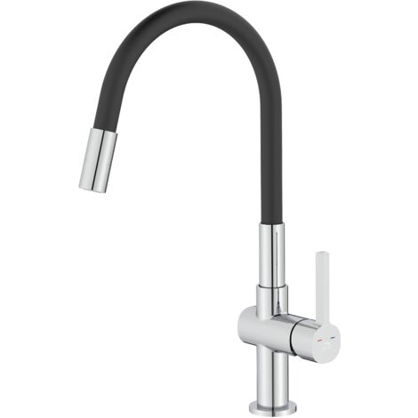 Grifo para lavabo de pie ALITA Laveo en cromo negro con caño flexible (1/2)