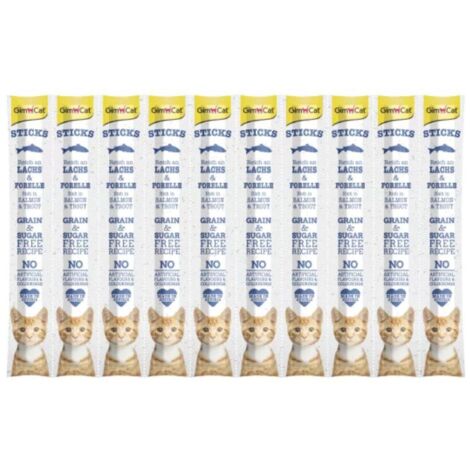 GimCat  Sticks  Salchichas Kabanos para gatos 10 uds/paquete - Salmón y Trucha 10 uds.