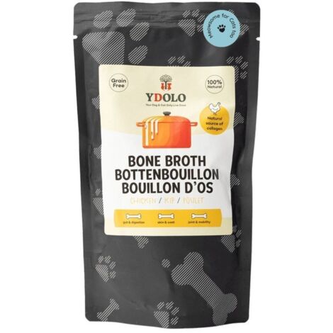 Ydolo  Caldo de Huesos - Caldo de colágeno para perros y gatos  Envase de 230 ml - Caldo de huesos de pollo 230 ml