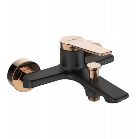 Grifo de bañera de pared Alanis negro y dorado