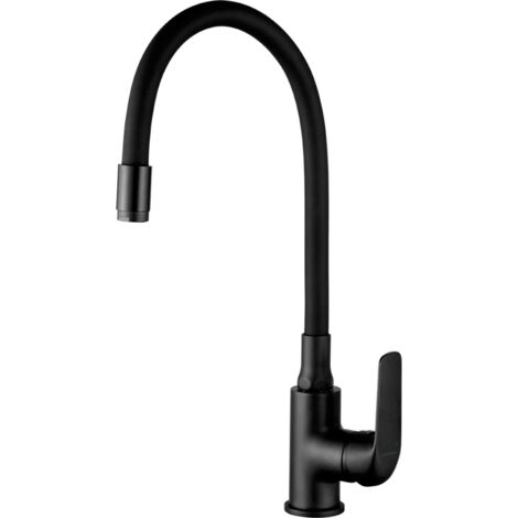Grifo de cocina con caño flexible, negro ELZA (1/4)