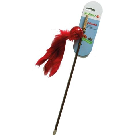 Yarro Juguete para gatos Caña de pescar con pelota de plástico y pelo - Caña de pescar con pelota de plástico y pelo