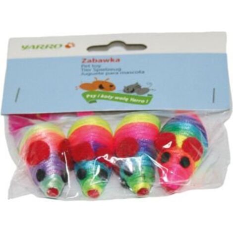 Yarro  Juguete para gatos  Ratones de nailon con plumas, 4 unidades/paquete - Ratones de nailon con plumas, 4 unidades/paquete