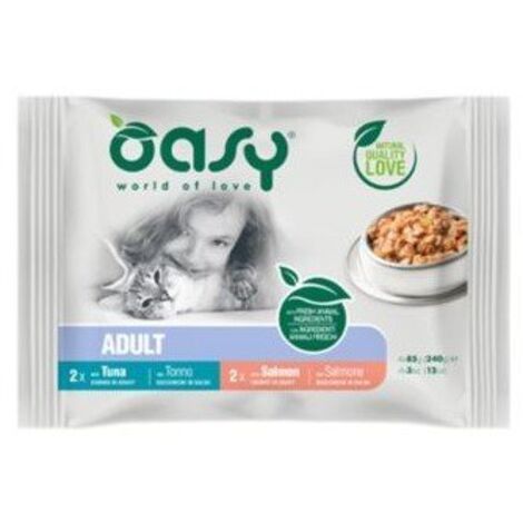 Oasy  Etapa de vida  Comida húmeda para gatos MULTIPACK 4x85g - Multipack Adulto  Pescado 4x85g