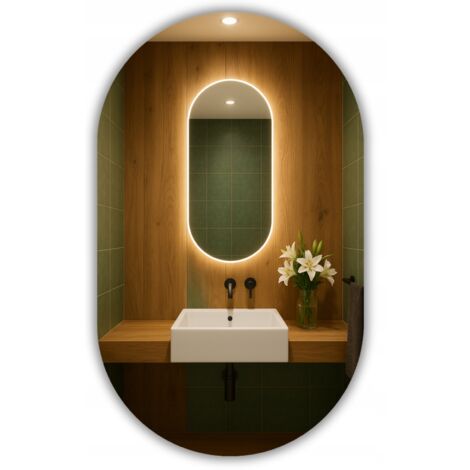 Espejo LED Ovalado 60x100 Impermeable IP65 Colgable Vertical Horizontal LUNA (1/5)