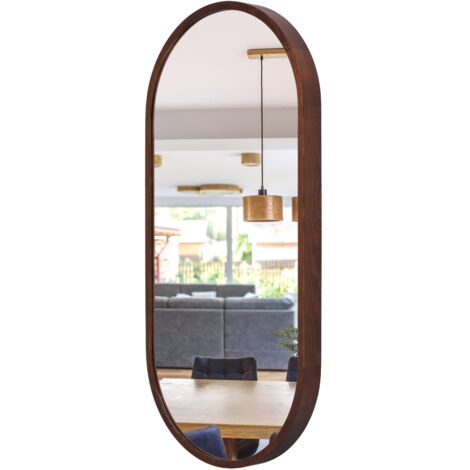 Espejo de pared de ba帽o ovalado de madera LEJA NOGAL 80x38 STYLISH