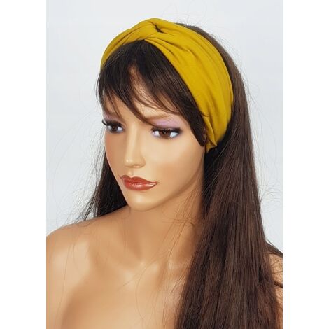 Elegante diadema para mujer, color miel, de algod贸n, contorneada, primavera/verano. (1/5)
