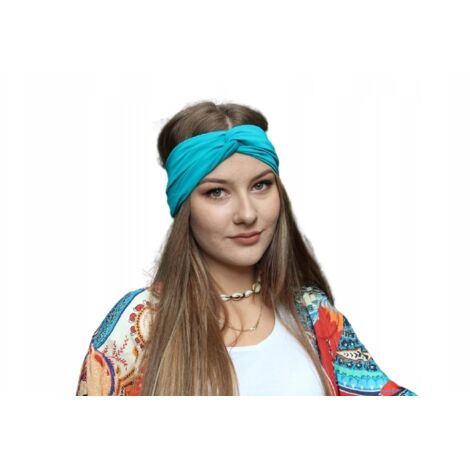 Elegante diadema de algod贸n turquesa para mujer - contorneada primavera verano (1/5)