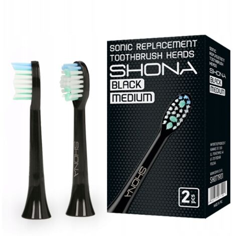 Cabezales de cepillo de dientes s贸nico Shona negros, paquete de 2 (1/5)