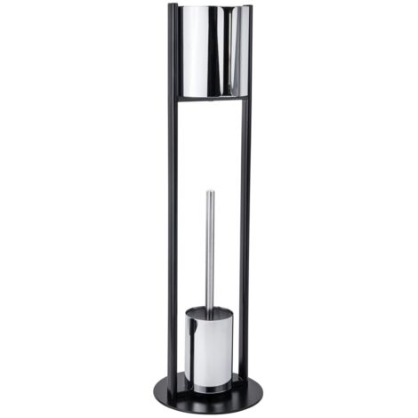 Q-BATH PREMIUM DECOR 1571 Portarrollos de papel higi茅nico y escobillero, negro mate (1/5)