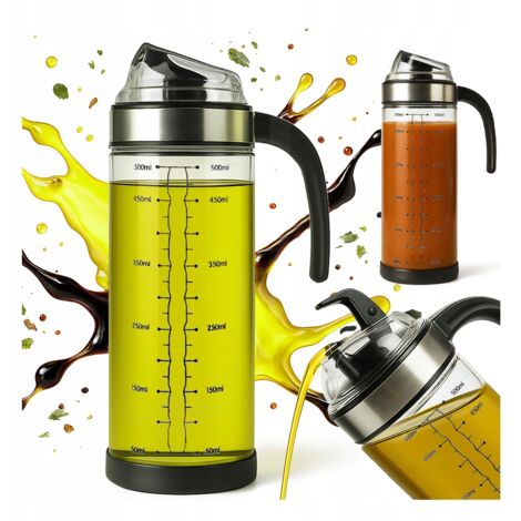 2x Botella Dispensadora de Cristal 0,5l con asa para aceite, salsa, aceite de oliva, vinagre