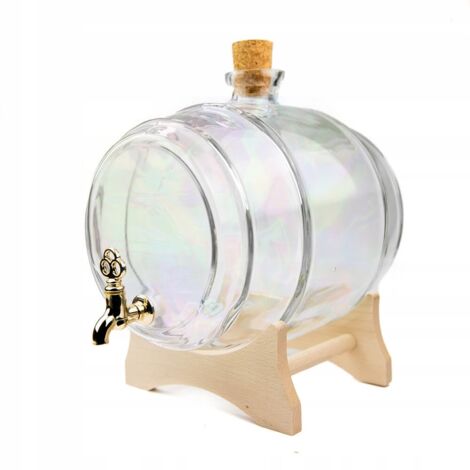 BARRIL DE CRISTAL 4L barril ARCO脥RIS con grifo para VINO MOONSHINE BODA
